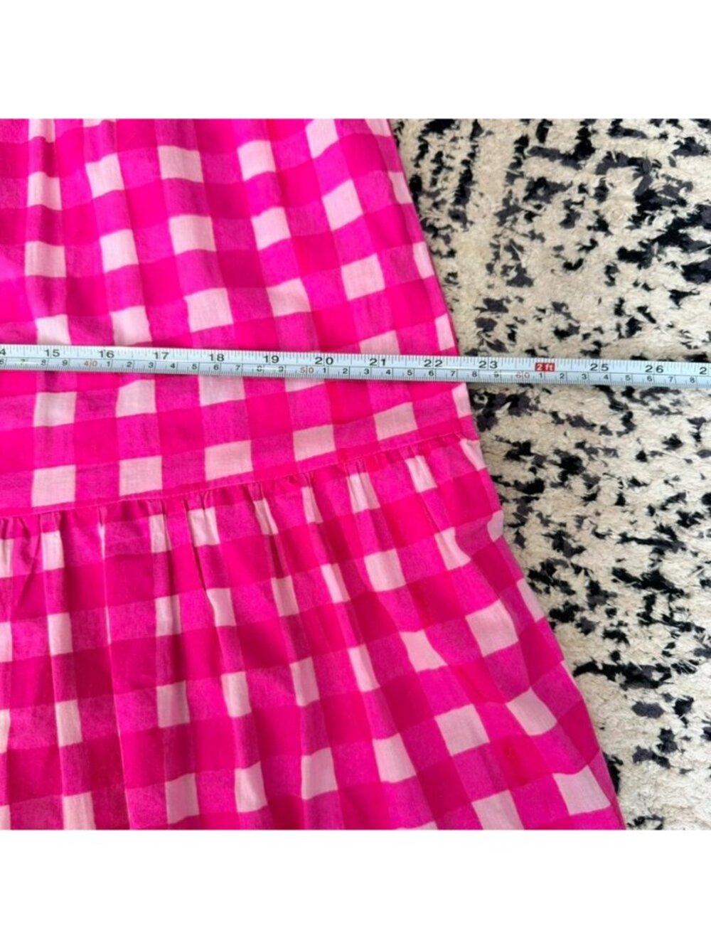 SZ Blockprints Priya Hot Pink Gingham Cotton Tiered Dress Women's Size M - Picture 12 of 12